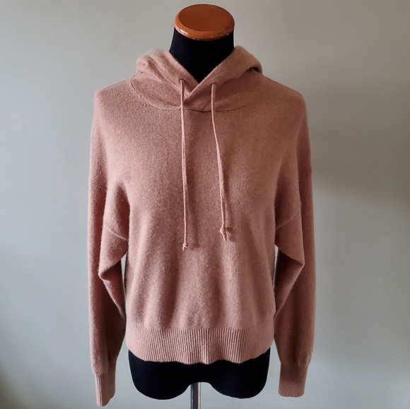 Aritzia Tops - Aritzia Soft Pink Hooded Cashmere-Blend Sweater